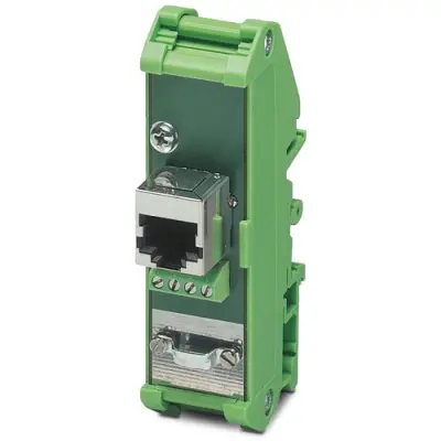 Patch panel, RJ45 socket, (W x H x D) 25 x 90 x 52 mm, green, 2744610 - 1
