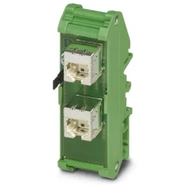 Patch panel, RJ45 socket, (W x H x D) 29 x 90 x 53 mm, green, 2901646 - 1