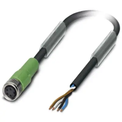 Sensor actuator cable, M8-cable socket, straight to open end, 4 pole, 25 m, PUR, black, 4 A, 1085915 - 1
