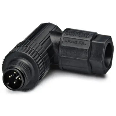 Plug, M12, 4 pole, push-in, screw locking, angled, 1424692 - 1