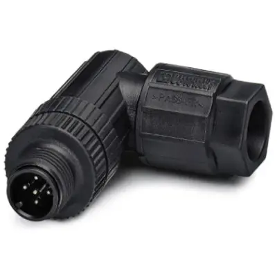 Plug, M12, 5 pole, push-in, screw locking, angled, 1424688 - 1
