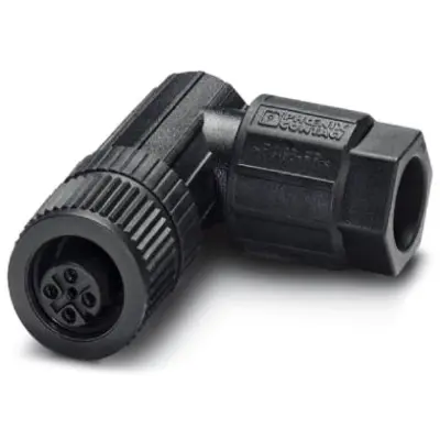 Jack, M12, 4 pole, push-in, screw locking, angled, 1424694 - 1
