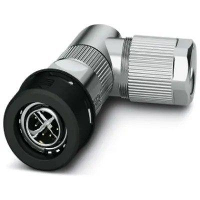 Plug, M12, 8 pole, crimp connection, push pull, angled, 1021784 - 1
