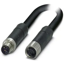 Sensor actuator cable, M12-cable plug, straight to M12-cable socket, straight, 4 pole, 1.5 m, PUR, black, 12 A, 1425043