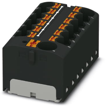 Distribution block, push-in connection, 0.2-6.0 mm², 13 pole, 32 A, 6 kV, black, 3273892 - 1