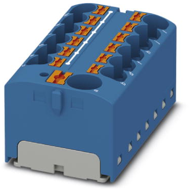 Distribution block, push-in connection, 0.2-6.0 mm², 13 pole, 32 A, 6 kV, blue, 3273880 - 1