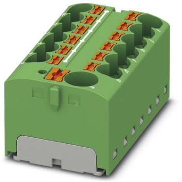 Distribution block, push-in connection, 0.2-6.0 mm², 13 pole, 32 A, 6 kV, green, 3273886 - 1