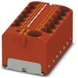 Distribution block, push-in connection, 0.2-6.0 mm², 13 pole, 32 A, 6 kV, red, 3273882