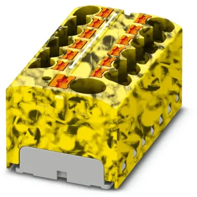 Distribution block, push-in connection, 0.2-6.0 mm², 13 pole, 32 A, 6 kV, yellow/black, 3273898 - 1