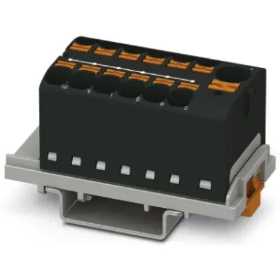Distribution block, push-in connection, 0.2-6.0 mm², 13 pole, 32 A, 6 kV, black, 3273628 - 1