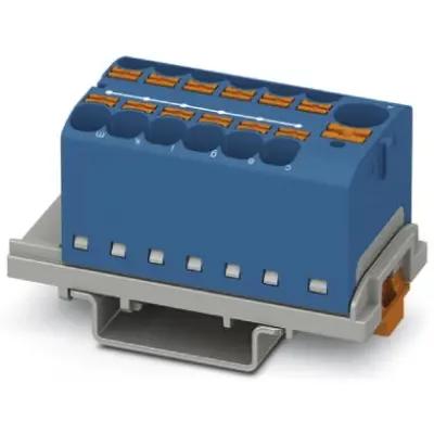 Distribution block, push-in connection, 0.2-6.0 mm², 13 pole, 32 A, 6 kV, blue, 3273616 - 1