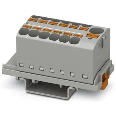 Distribution block, push-in connection, 0.2-6.0 mm², 13 pole, 32 A, 6 kV, gray, 3273614 - 1