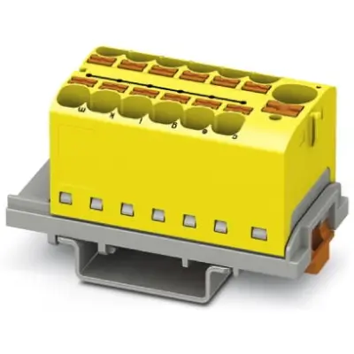 Distribution block, push-in connection, 0.2-6.0 mm², 13 pole, 32 A, 6 kV, yellow, 3273620 - 1