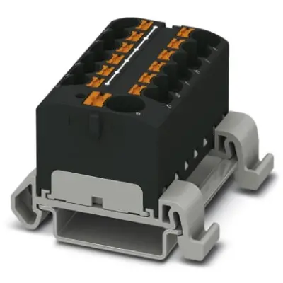 Distribution block, push-in connection, 0.2-6.0 mm², 13 pole, 32 A, 6 kV, black, 3273760 - 1