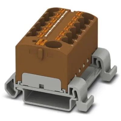 Distribution block, push-in connection, 0.2-6.0 mm², 13 pole, 32 A, 6 kV, brown, 3273756 - 1