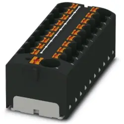 Distribution block, push-in connection, 0.2-6.0 mm², 19 pole, 32 A, 6 kV, black, 3273914