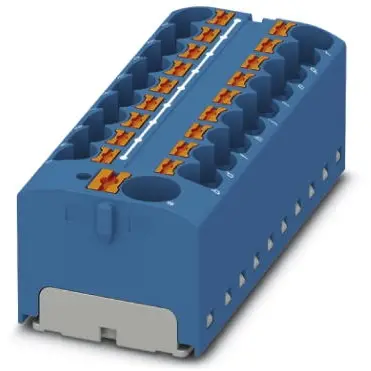 Distribution block, push-in connection, 0.2-6.0 mm², 19 pole, 32 A, 6 kV, blue, 3273902 - 1