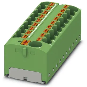 Distribution block, push-in connection, 0.2-6.0 mm², 19 pole, 32 A, 6 kV, green, 3273908 - 1