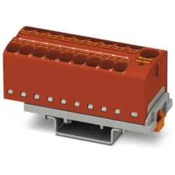 Distribution block, push-in connection, 0.2-6.0 mm², 19 pole, 32 A, 6 kV, red, 3273640