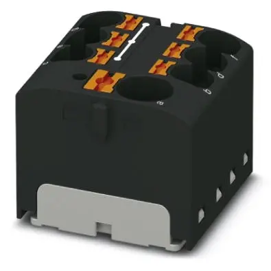 Distribution block, push-in connection, 0.2-6.0 mm², 7 pole, 32 A, 6 kV, black, 3273870 - 1