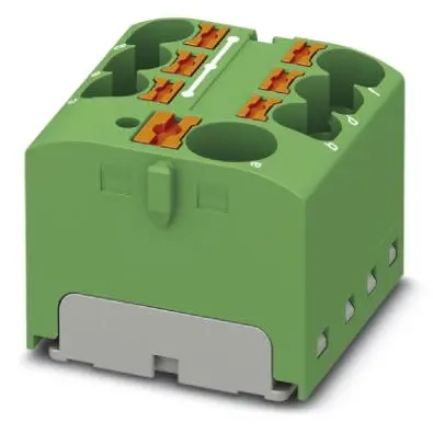 Distribution block, push-in connection, 0.2-6.0 mm², 7 pole, 32 A, 6 kV, green, 3273864 - 1