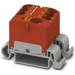 Distribution block, push-in connection, 0.2-6.0 mm², 7 pole, 32 A, 6 kV, red, 3273728