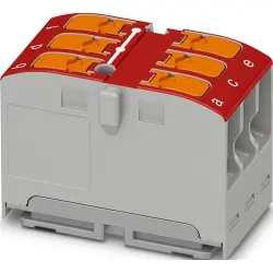Distribution block, push-in connection, 0.14-4.0 mm², 1 pole, 24 A, 8 kV, red, 1019566