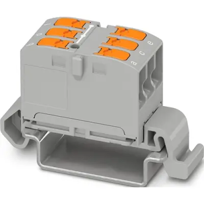Distribution block, push-in connection, 0.14-4.0 mm², 1 pole, 24 A, 8 kV, gray, 1019526 - 1