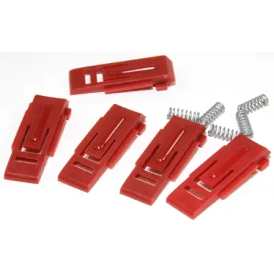 Mounting rail holder, PPO, (L x W x H) 36 x 13 x 32 mm, red, for DIN rail enclosure, 1597DINCLIPRB - 1