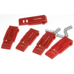 Mounting rail holder, PPO, (L x W x H) 36 x 13 x 32 mm, red, for DIN rail enclosure, 1597DINCLIPRB
