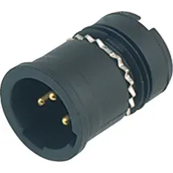 Panel plug, M12, 2 pole + PE, solder connection, screw locking, straight, 09 2431 09 03