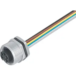 Panel socket, 7/8", 4 pole, strand connection, screw locking, straight, 09 2448 100 04