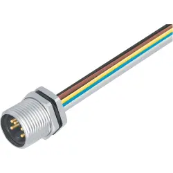 Panel plug, 7/8", 4 pole + PE, strand connection, screw locking, straight, 09 2451 100 05