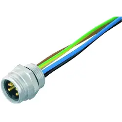 Panel plug, 7/8", 4 pole + PE, strand connection, screw locking, straight, 09 2451 300 05