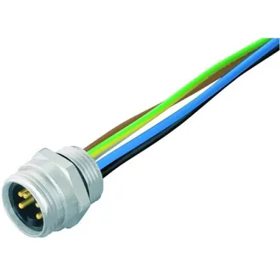 Panel plug, 7/8", 4 pole + PE, strand connection, screw locking, straight, 09 2451 300 05 - 1