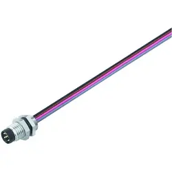 Panel plug, M8, 4 pole, strand connection, screw locking, straight, 09 3391 86 04