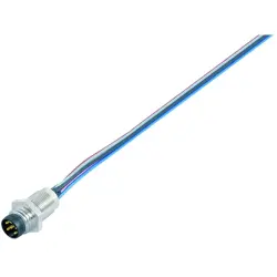 Panel plug, M8, 3 pole, strand connection, screw locking, straight, 09 3403 00 03