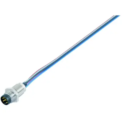 Panel plug, M8, 3 pole, strand connection, screw locking, straight, 09 3403 00 03 - 1