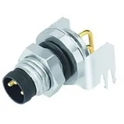 Panel plug, M8, 4 pole, THT, snap-in/screw locking, angled, 09 3421 82 04