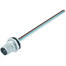 Panel plug, M12, 4 pole, strand connection, screw locking, straight, 09 3431 116 04