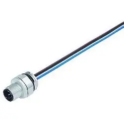 Panel plug, M12, 4 pole, strand connection, screw locking, straight, 09 3431 722 04