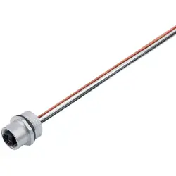 Panel socket, M12, 4 pole, strand connection, screw locking, straight, 09 3432 700 04