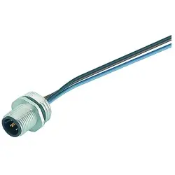 Panel plug, M12, 5 pole, strand connection, screw locking, straight, 09 3441 00 05