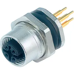 Panel socket, M12, 5 pole, THT, screw locking, straight, 09 3442 92 05
