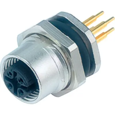 Panel socket, M12, 5 pole, THT, screw locking, straight, 09 3442 92 05 - 1