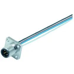 Panel plug, M12, 5 pole, strand connection, screw locking, straight, 09 3443 00 05