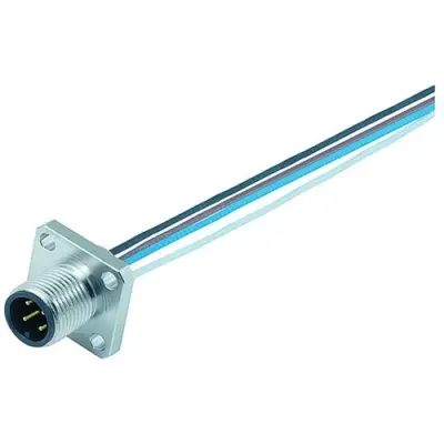 Panel plug, M12, 5 pole, strand connection, screw locking, straight, 09 3443 00 05 - 1