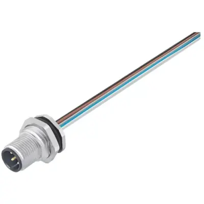 Panel plug, M12, 8 pole, strand connection, screw locking, straight, 09 3481 116 08 - 1