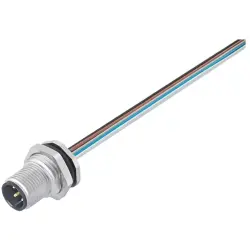 Panel plug, M12, 8 pole, strand connection, screw locking, straight, 09 3481 679 08