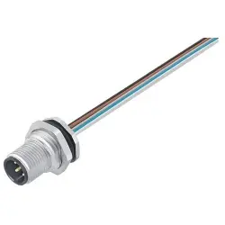 Panel plug, M12, 12 pole, strand connection, screw locking, straight, 09 3491 116 12